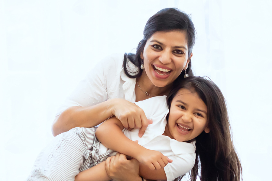 mother and daughter having fun