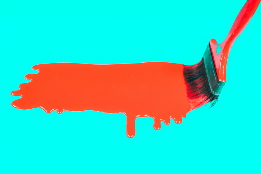 paint brush with dripping line of paint