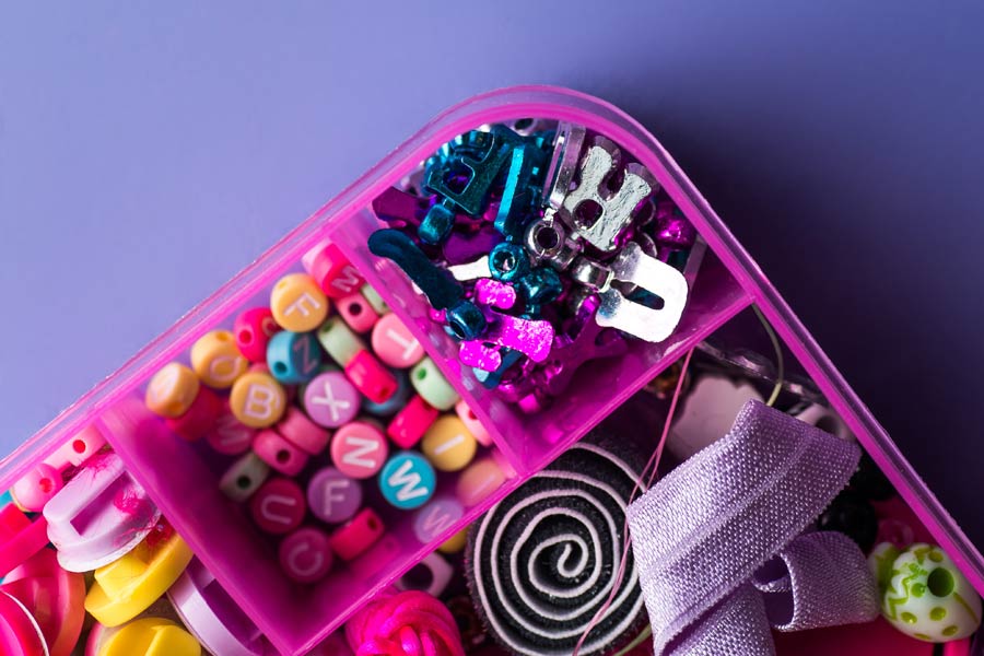a box of various items used to make jewellery